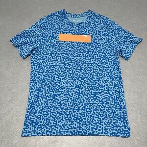 Nike Shirt Mens Large Cerulean Blue Contrast Just Do It Plaque Orange Geometric
